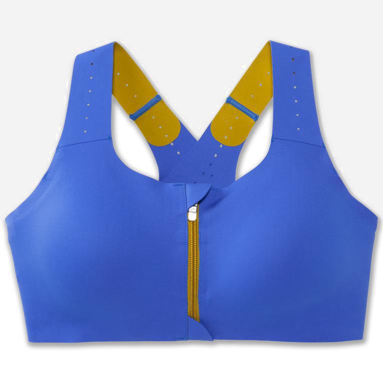 Brooks Dare Zip 2.0 Womens Sports Running Bra Ireland Bluetiful/Golden Hour (UITW-26318)